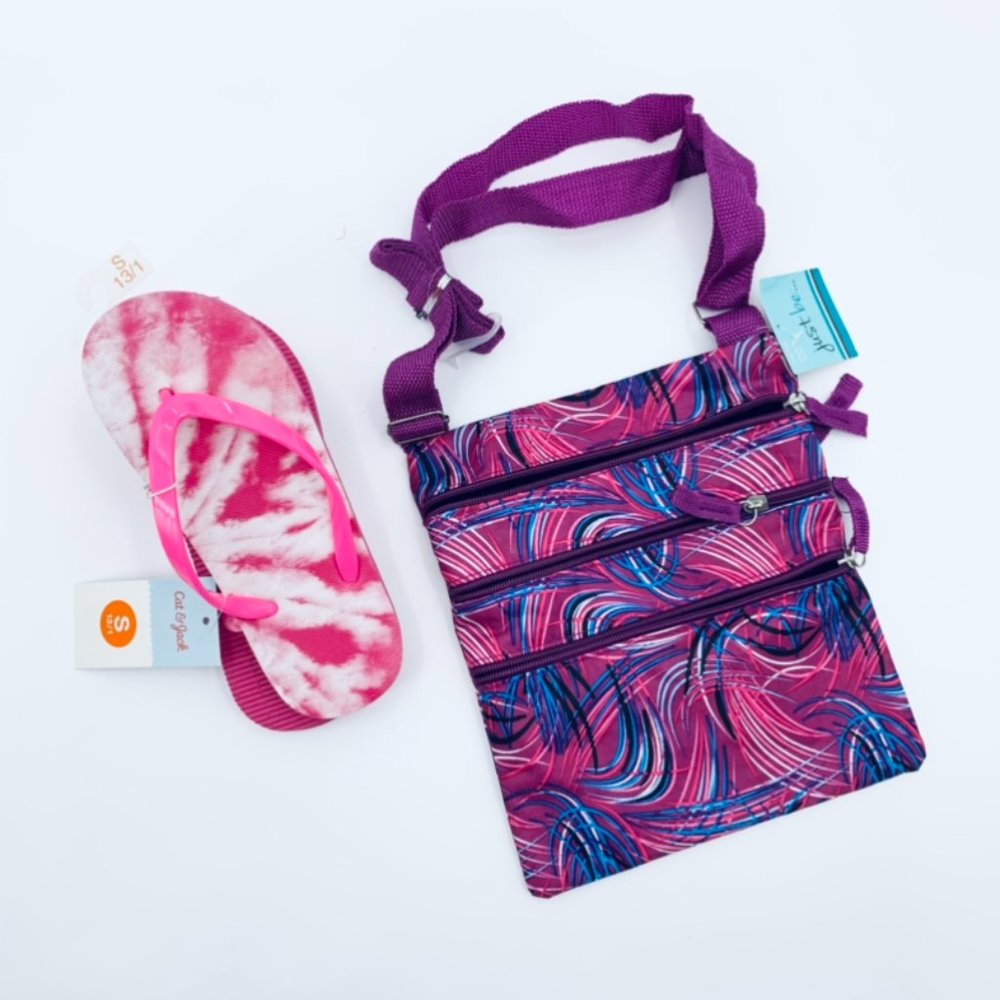 Cat & Jack Sandals Flip Flop Pool Pink Tie Dye Sid